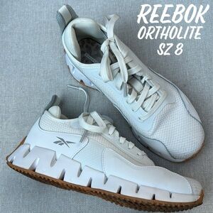 Reebok Ortholite Zig Dynamica Sneaker-Sz 8-Chalk/White Combo-Gum Soles